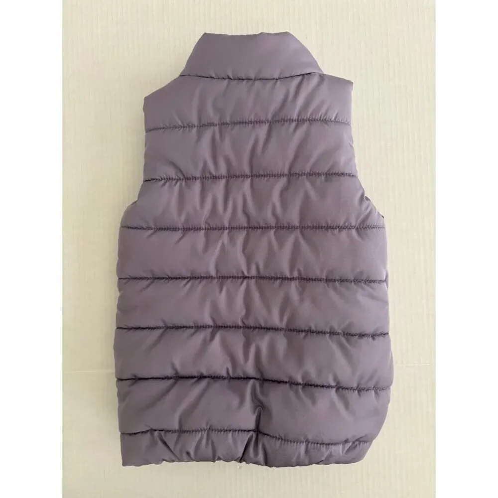 PUMA Girls 4T Puffer Vest Gray Neon Logo Full Zip Quilted Toddler